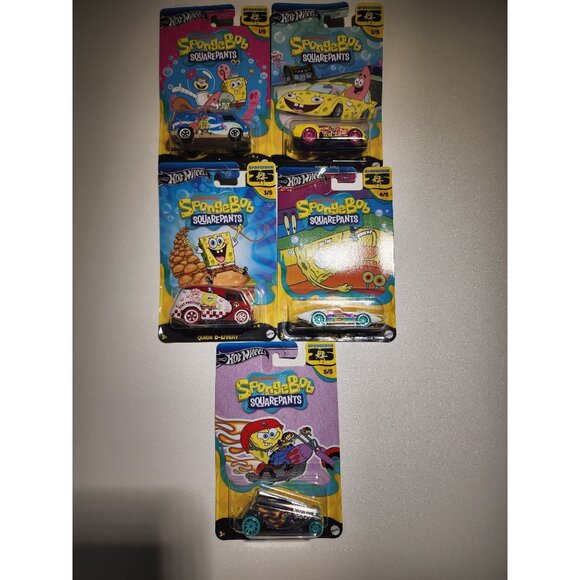 Hot Wheels SpongeBob SquarePants 25th Anniversary Set of 5 Collectible Cars - Picture 2 of 4